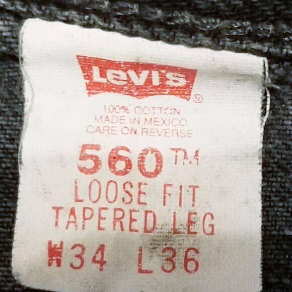 Levi's 560 Jeans Men Size 34x36 Faded Black Gray Vtg Denim Loose Tapered (32x34) - Picture 5 of 6